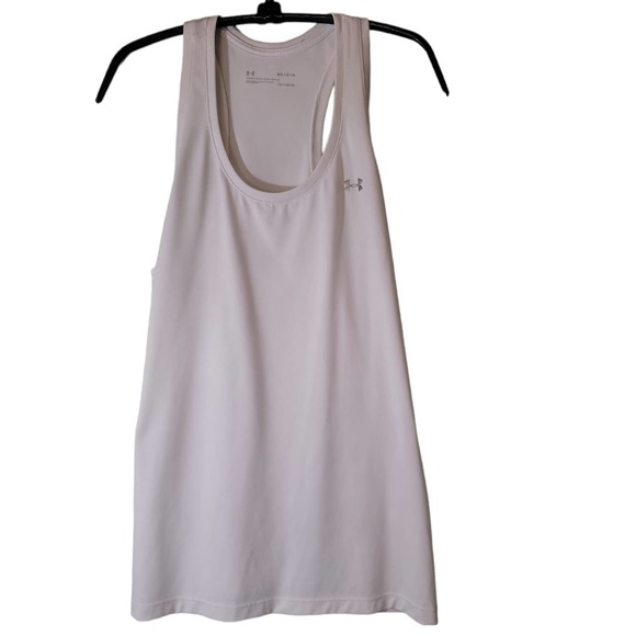 Under Armour Loose HeatGear Workout Exercise Running White Tank Sz Med - Picture 1 of 5